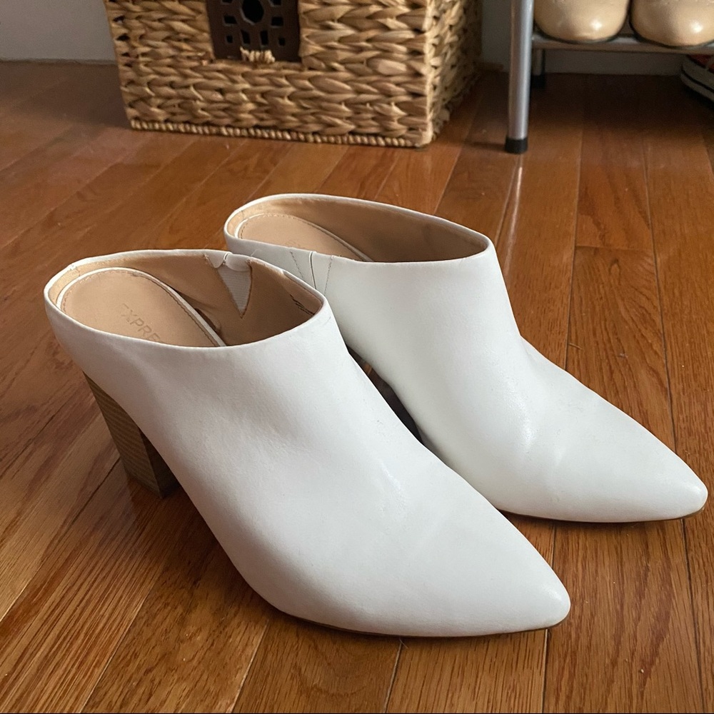 White Faux leather Mules